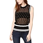 Bar III Womens Mesh Ribbed Basic Blouse Black, XX-Small