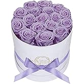 Prifroti 17 Flowers in a Luxury Suede Box, Birthday Gifts for Women, Preserved Flowers, Mothers Day Roses Gift for Mom, Lavender