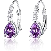 Teardrop Earrings for Women|7 * 9mm Pear-shaped Gemstone Halo CZ Dangle Earrings|18K White Gold Plated Drop Earrings Hypoallergenic Jewelry Gift