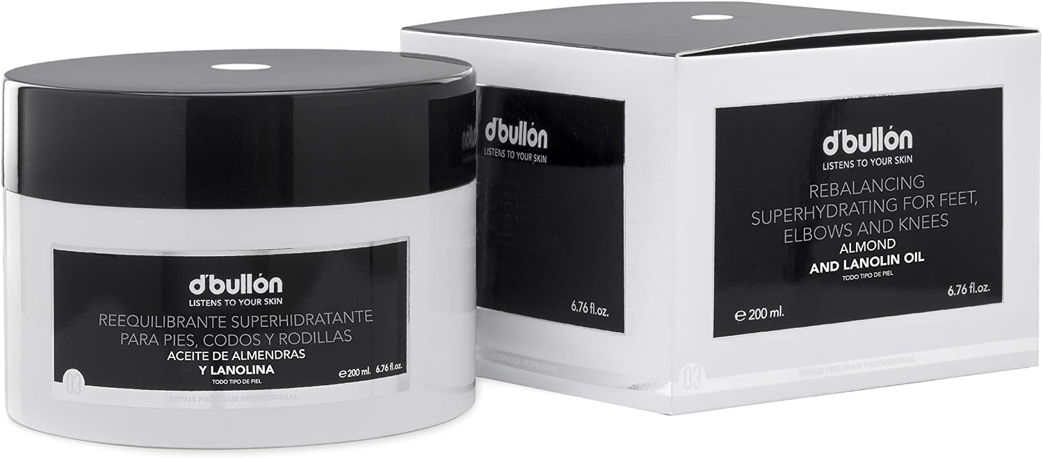 D'Bullón Professional Cream Specifically for Feet Elbows and Knees, Super-Hydrating Re-Balancing, with Almond Oil - 200 ml