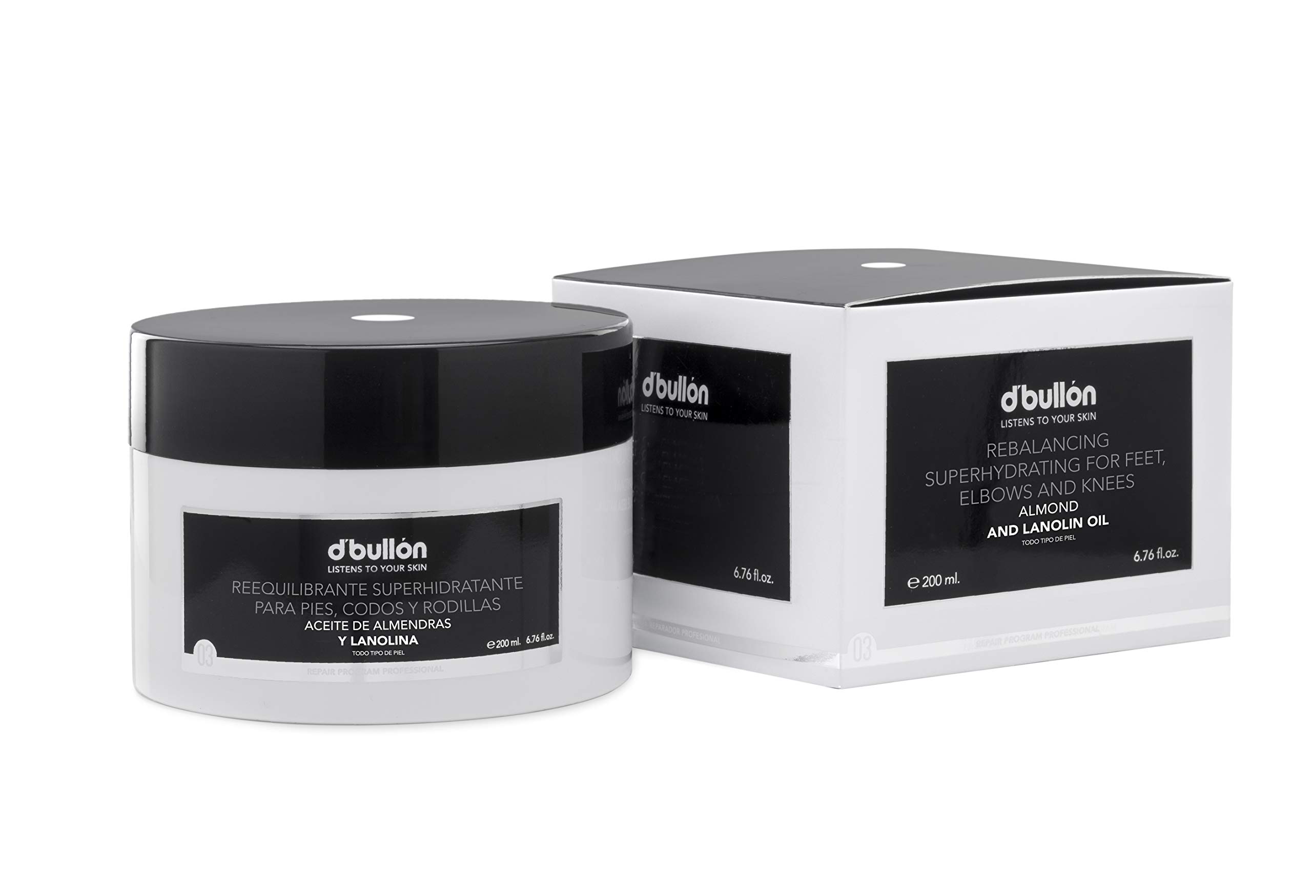 D'Bullón Professional Cream Specifically for Feet, Elbows and Knees, Super-Hydrating Re-Balancing, with Almond Oil - 200 ml