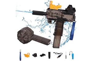 Electric Water Pistol with 800 Ammos, OKYUK Super Pulse Automatic Water Gun, 650+200ml Magazine Capacity, IP67 Waterproof Squirt Gun, Swimming Pool, Beach, Outdoor Water Fighting Toy for Kids (Black)