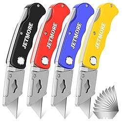 JETMORE 4 Pack Folding Utility Knife with Extra