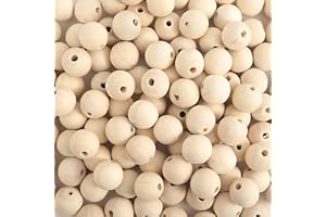 KOOCHOICE 150pcs 25mm Wooden Beads Natural Unfinished Round Wood Loose Beads Wood Spacer Beads for Craft Making Decorations and DIY Crafts