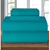Elegant Comfort Luxury 1500 Premium Hotel Quality Microfiber 4-Piece Sheet Set - Wrinkle Resistant, All Around Elastic Fitted Sheet, Deep Pocket up to 16", Queen, Turquoise