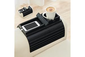 GEHE Detachable Couch Cup Holder, Anti Falling Sofa Arm Tray, Natural Bamboo Sofa Cup Holder More Safe for You Family, Portable Couch Arm Tray Armrest Table for Remote, Snacks, Phone, Drinks