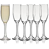 TRUE Stemmed Champagne Flutes, Elegant Clear Champagne Glasses Gift Set, Perfect for Prosecco, Sparkling Rose, Mocktails, Home Bar, Housewarming Party, Wedding Gifts, 5.75 oz, Set of 6