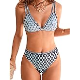 CUPSHE Women's Bikini Set High Waisted Two Piece Swimsuit High Leg Cut Cheeky Bathing Suit Double Adjustable Straps