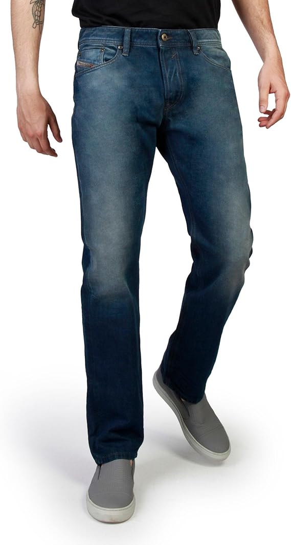 Diesel Men's Waykee Regular Straight Fit Jean 0849B, Blue, 40 at Amazon Menâs Clothing store