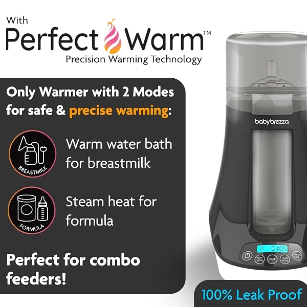BABY BREZZA FAST BABY BOTTLE WARMER – BABY MILK WARMER + BREASTMILK WARMER DEFROSTER – 2 UNIQUE TEMPERATURES FOR BREASTMILK + FORMULA – UNIVERSAL FIT FOR ALL BOTTLES, STORAGE BAGS + FOOD JARS