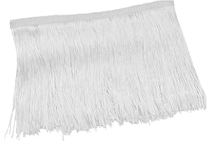 Luomorgo 10 Yards Chainette Fringe Trim 6" Wide - Polyester Tassel for Sewing, Latin Dresses & Lamp Shades | DIY Craft Decor (White)
