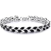 EVER FAITH Glamorous Cubic Zircon Wedding 2 Layers Small Leaf Roman Tennis Bracelet for Brides