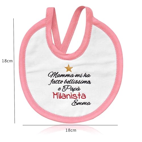 Bavetta Nascita Bimba Milanista Personalizzata Con Nome Frase Divertente Per Milan Bavero Per Calcio Neonata Amazon It Handmade