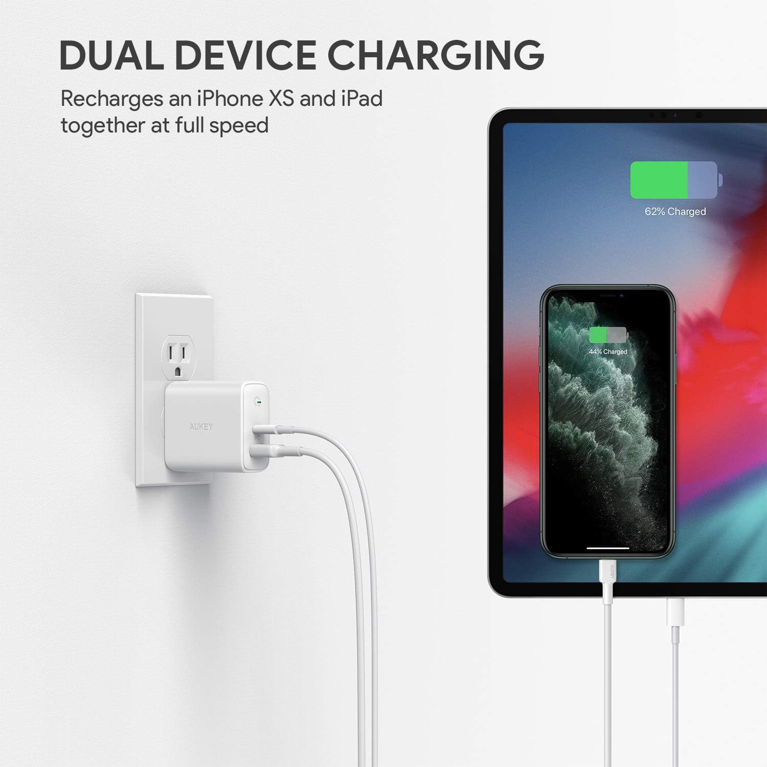 USB C Wall Charger, AUKEY USB C Charger 30W, PD Wall Charger with Power Delivery & Dynamic Detect, Compatible with iPhone 11/11 Pro, MacBook, Nintendo Switch, Airpods Pro and More