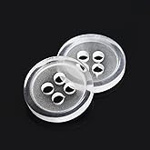 dophee 100pcs Plastic White Buttons for Crafts, 4 Holes Round Clear Sewing Buttons for Clothing Shirt Jeans Clothes DIY and Holiday Decoration - 10mm/0.39"