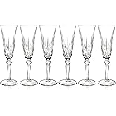 Barski Toasting Flute Glass -Champagne - Flutes - Set of 6 Flute Crystal Glasses - Wedding Toasting Flutes - Designed - 5.4 oz Made in Europe