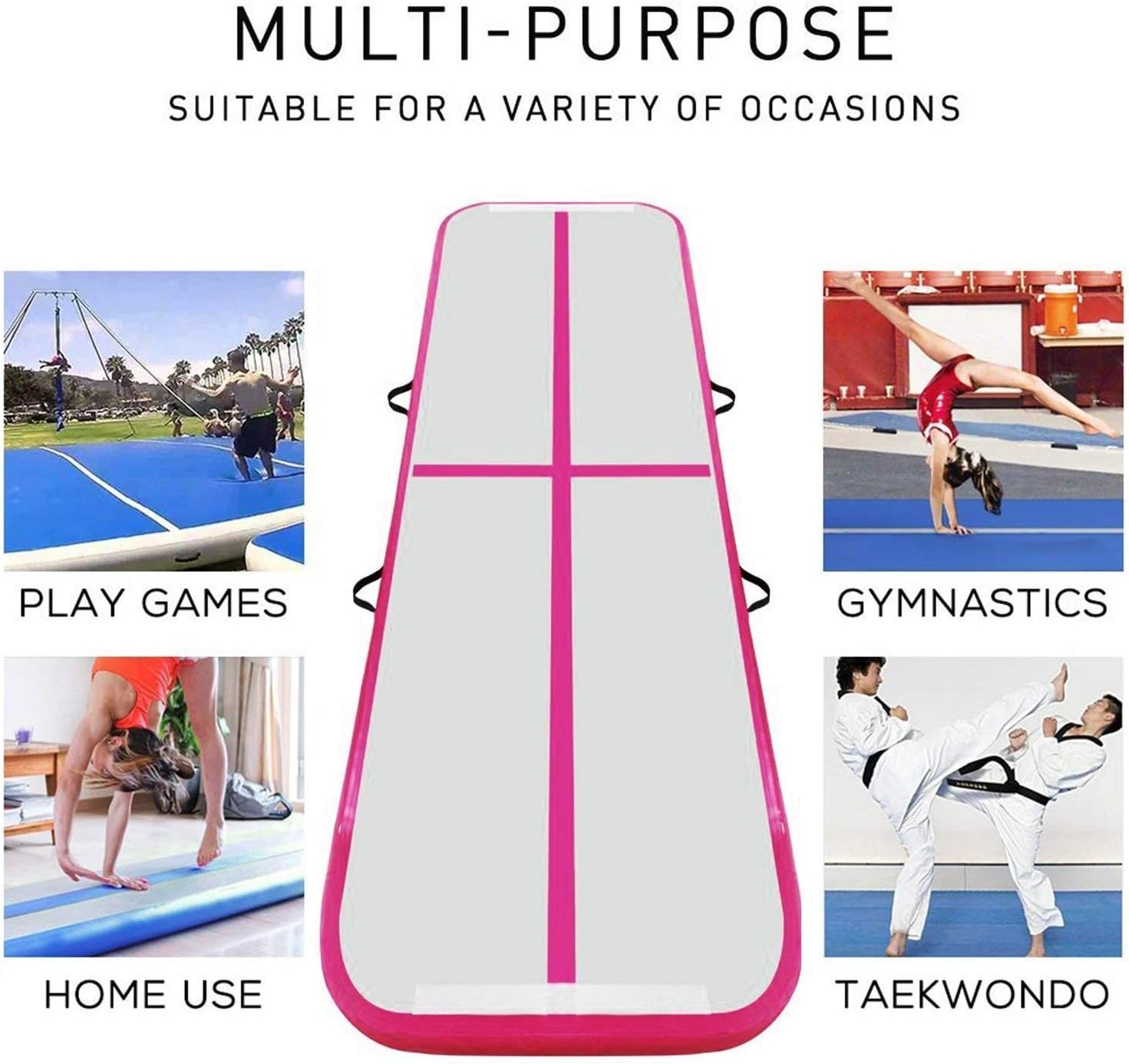 FBSPORT 8inches/4 inches Thickness airtrack mat, 26ft/23ft/20ft/17ft/13ft/10ft Tumble Track air mat for Gymnastics Training/Home Use/Cheerleading/Yoga/Water with Electric Pump : Sports & Outdoors