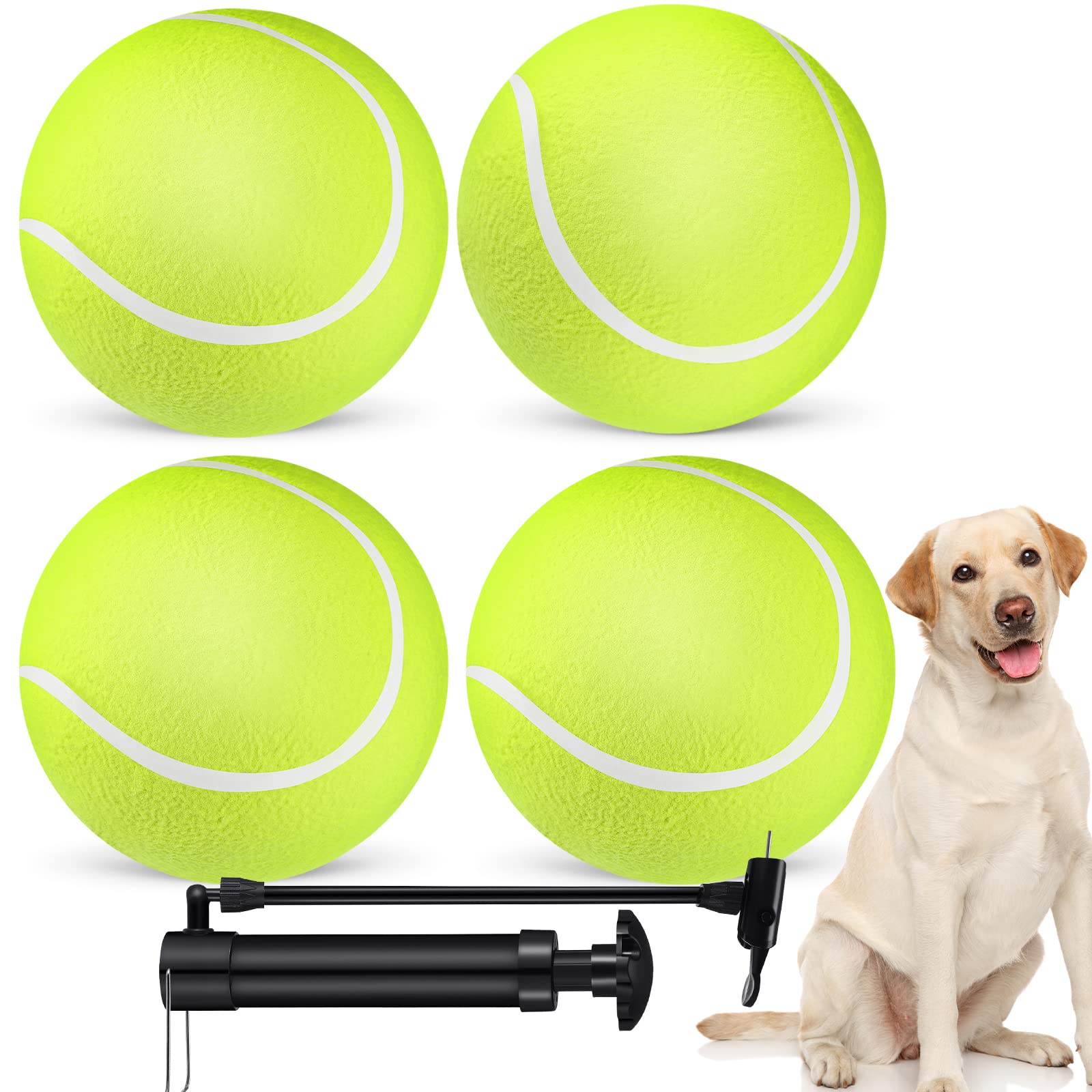 Photo 1 of Hanaive 4 Pcs Big Tennis Ball for Dogs 8'' Inflatable Large Tennis Balls Dog Toy Balls Giant Puppy Ball Toys for Play Balls Fun Pet Supplies, Green, Shipped Deflated