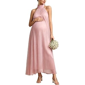 NATTEMAID Women Halter Maternity Photoshoot Baby Shower Evening Maxi Long Dress Gowns