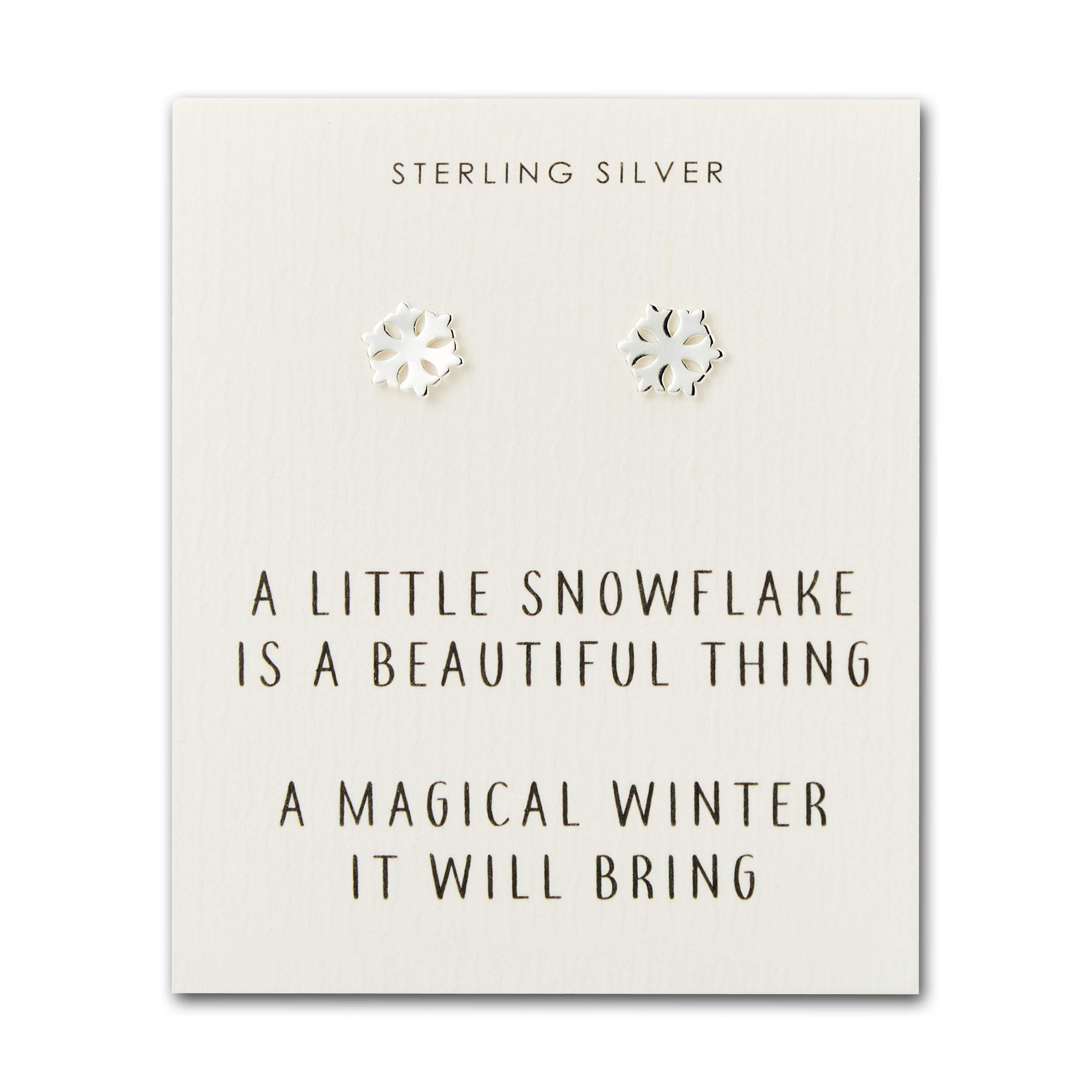 Philip Jones Sterling Silver Snowflake Quote Earrings
