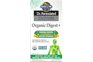Garden of Life Dr. Formulated Enzymes Organic Digest + Chewables, 90 Count, Tropical Fruit. Helps Digestion After Meals. 120,