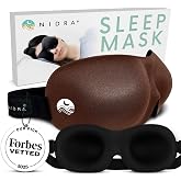 Nidra Contoured Sleep Mask - Brown, Standard Size | Sleep Masks for Women - Eye Mask for Sleep, Zero Pressure Fit, 100% Light Blocking &amp; Travel - For All Sleeper Types