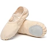 Danzcue Ballet Shoes for Girls-Soft Canvas/PU Leather Dance Slippers with Non-Slip Soles, Ideal Ballet Flats for Toddlers and Kids