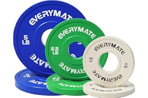 EVERYMATE Change Weight Plates 1.25LB 2.5LB 5LB Set Fractional Plate Olympic Bumper Plates for Cross Training Bumper Weight Plates Steel Insert Strength Training Weight Plates