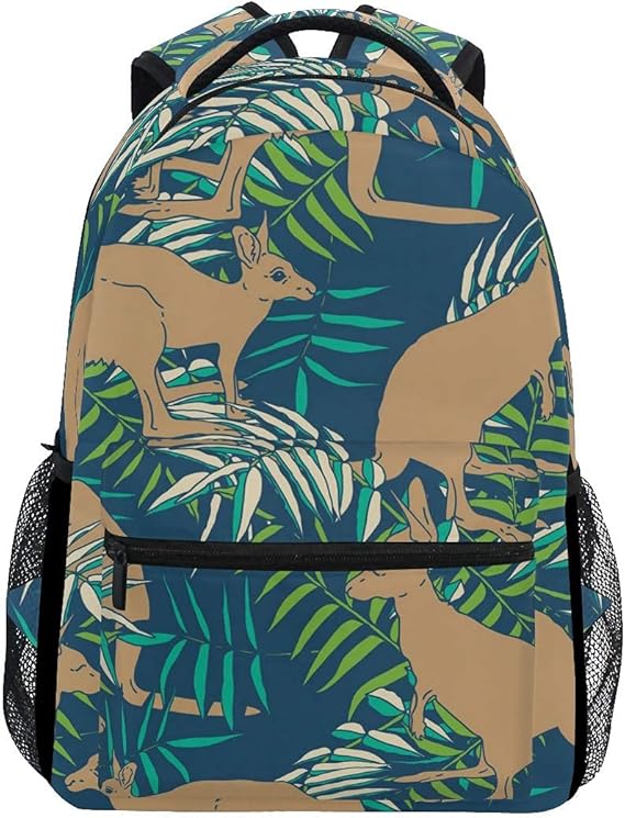 Backpack Brown Austrilian Kangaroos Leaves Canvas School Bags Laptop
