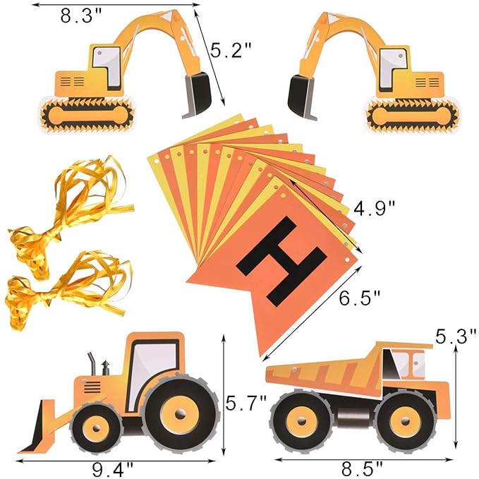 Party Supplies Construction Vehicle Happy Birthday Banner Farm