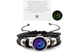 AKTULLY Zodiac Signs Spirit Bracelet Zodiac Bracelet for Women Men Adjustable 12 Constellation Bracelet Multilayer Zodiac Black Leather Bracelets Zodiac Sign Wrap Bracelet for Women Men Birthday Jewelry