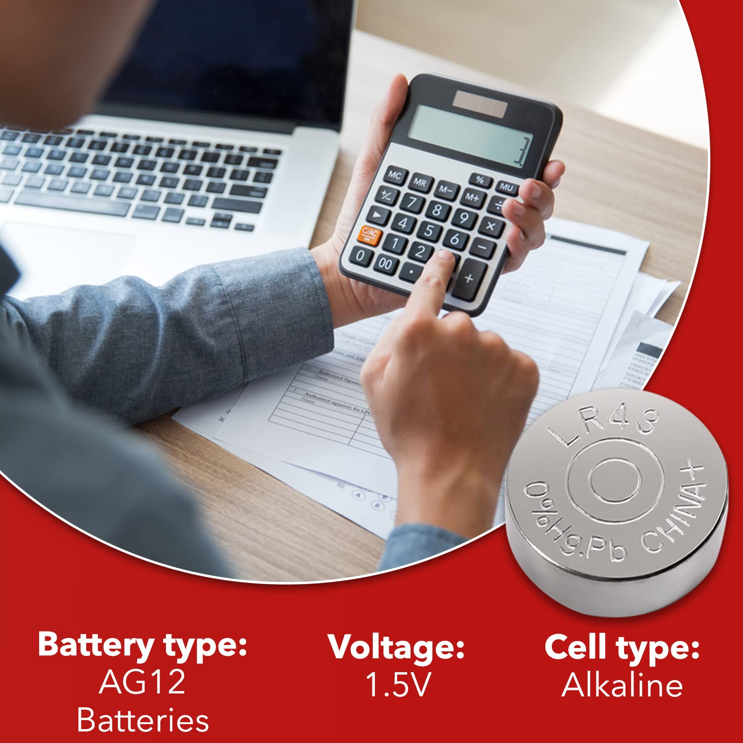 AG12 LR43 386 SR43 1.5V Alkaline Button Cell Watch Batteries 10 Pack