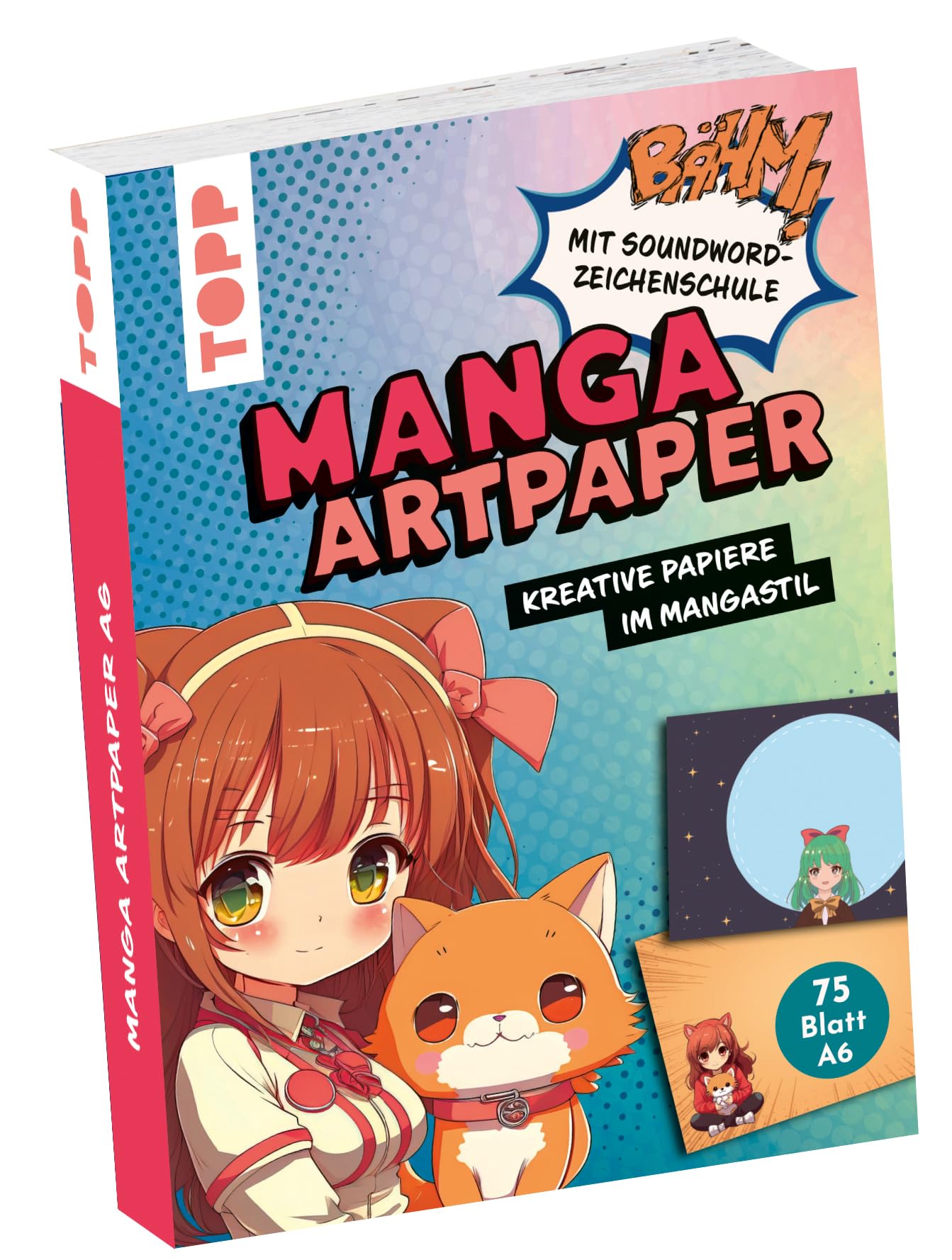 Manga Art Paper in DIN A6. Mit Soundword- Zeichenschule: 75 Motivpapiere (DIN A6, 220 g/m²), in 25 Designs, 16 Seiten Soundword-Zeichenkurs, Softcover (Design Paper)