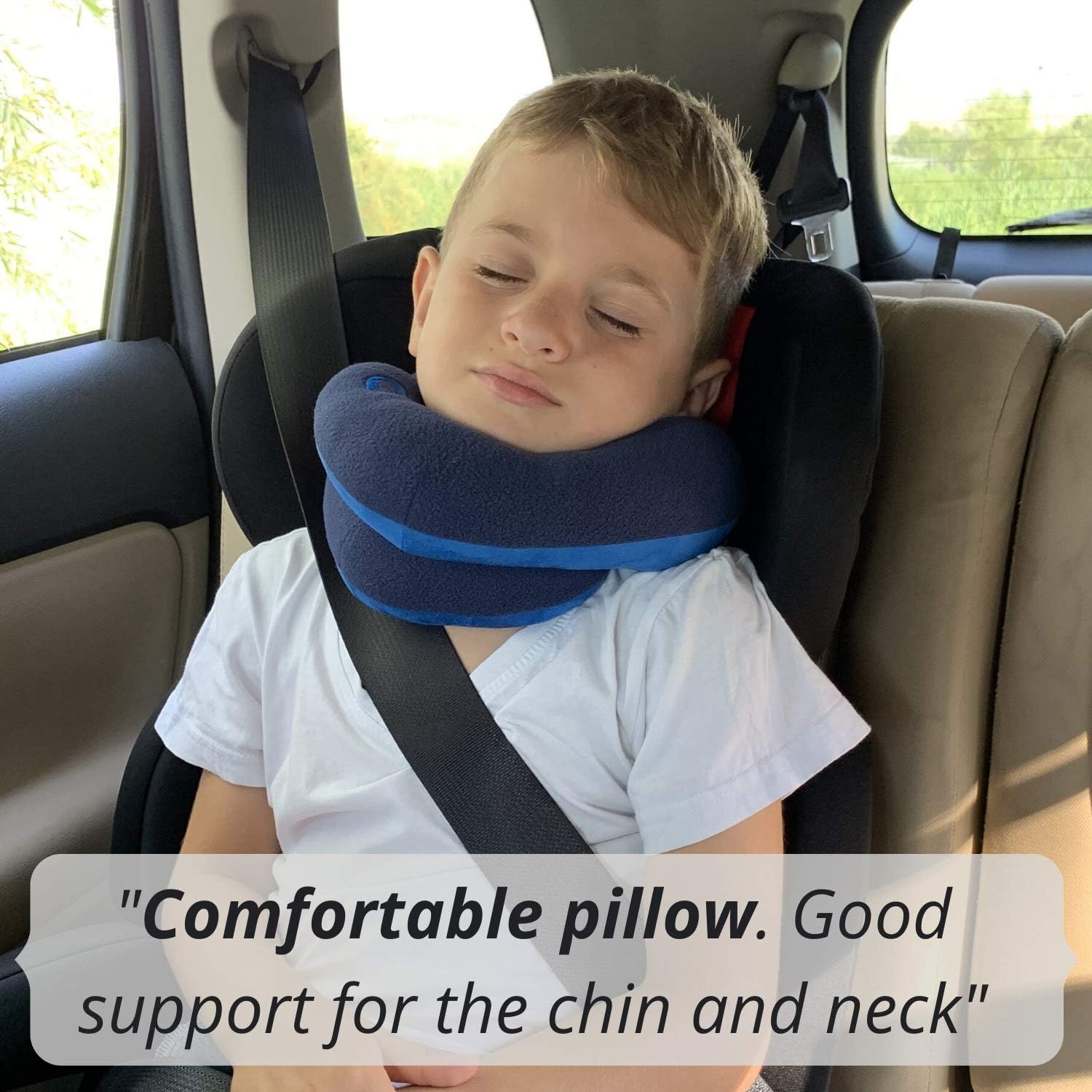 BCOZZY Chin Supporting Kids Travel Pillow Comfortable Car or Airplane