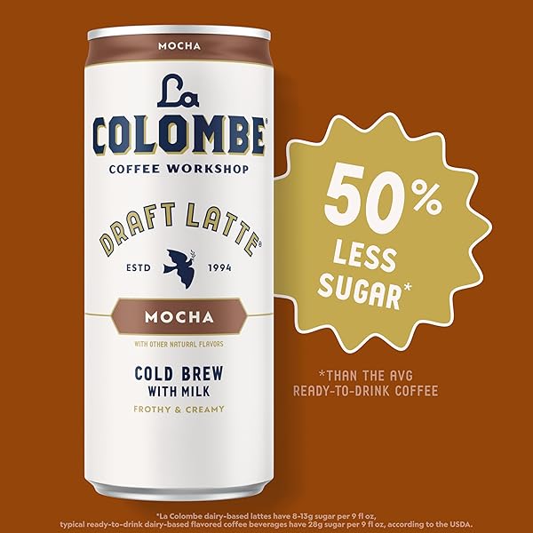LA COLOMBE MOCHA DRAFT LATTE – 9 FLUID OUNCE, 4 COUNT – COLD-PRESSED ESPRESSO AND FROTHED MILK + DARK CHOCOLATE – MADE WITH REAL INGREDIENTS – GRAB AND GO COFFEE
