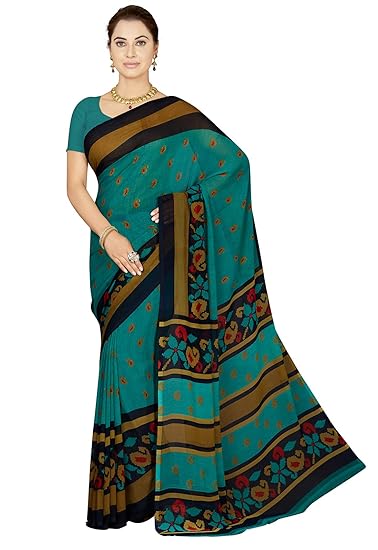 Womens Bhagalpuri Poly Georgette Saree With Blouse Piece (Divastrizk-60018_Blue)