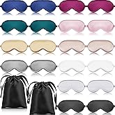 20 Pieces Silk Sleep Eye Mask with Elastic Strap Soft Sleeping Mask Eye Cover Satin Blindfold for Women Men Kids Sleeping Travel Eye Shades Including 2 Pieces of Black Bags(Multicolored)