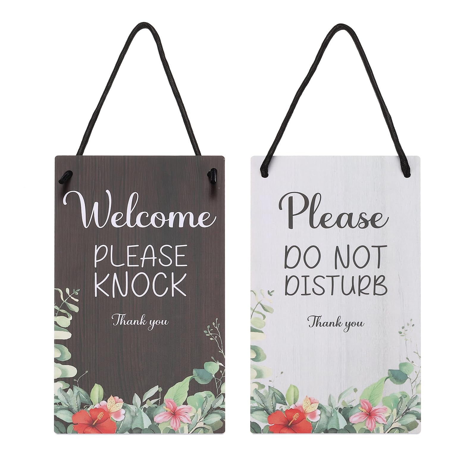 PATIKIL Please Do Not Disturb Door Sign, PVC Double Sided Welcome Please Knock Door Sign Decor for Office, Meeting, Session, Home, Recording, Black White, 10" x 5"