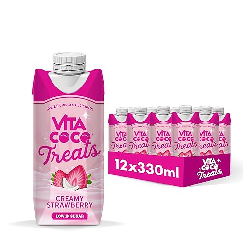 Vita Coco Treats Creamy Strawberry 12x330ml, Packed with Electrolytes, High in Potassium, Low in Calories, Vegan, Guilt-Free Indulgence, Ethically Sourced, B Corp Certified