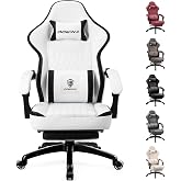 Dowinx Gaming Chair Breathable PU Leather Gamer Chair with Footrest Massage Lumbar Support, Big and Tall Ergonomic Reclining Computer Chair with Pocket Spring Cushion for Adults Teens (Black&amp;White)