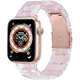 Wongeto Compatible with Apple Watch Band 38mm 40mm 41mm 42mm 44mm 45mm 49mm Women Men,Light Resin Strap Bracelet Replacement for iWatch SE Series 10/9/8/7/6/5/4/3/2/1/SE/Ultra(Flower Pink)