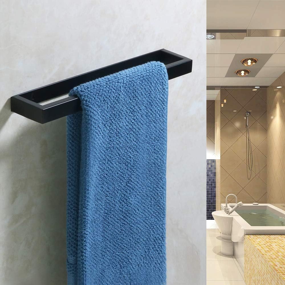 Sayayo Bathroom Towel Holder Hand Towel Ring Black Self Adhesive & Screw Towel Rail SUS304 Stainless Steel 12-inch Wall Mounted No Drilling - Image 3