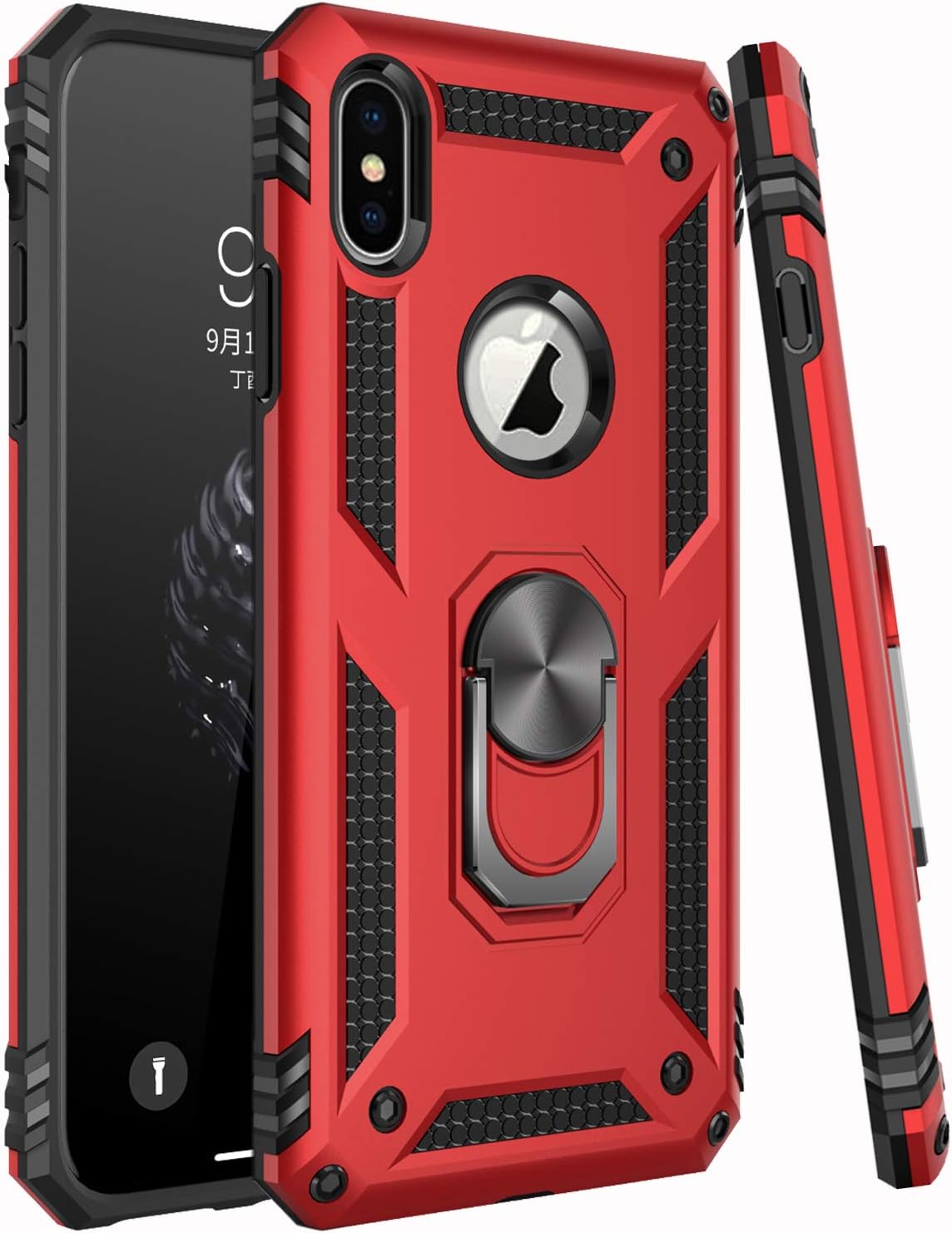 iPhone Xs Max Case,ZADORN 15ft Drop Tested,Military Grade Heavy Duty Protective Cover Hard PC and Soft Silicone Phone Case for iPhone Xs Max 6.5 inch Red