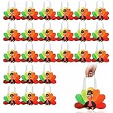 Silkfly 24 Pcs Thanksgiving Turkey Gift Bags Non Woven Reusable Autumn Goodie Candy Tote Bag with Handles Fall Party Favors for Thanksgiving Party supplies (Turkey)