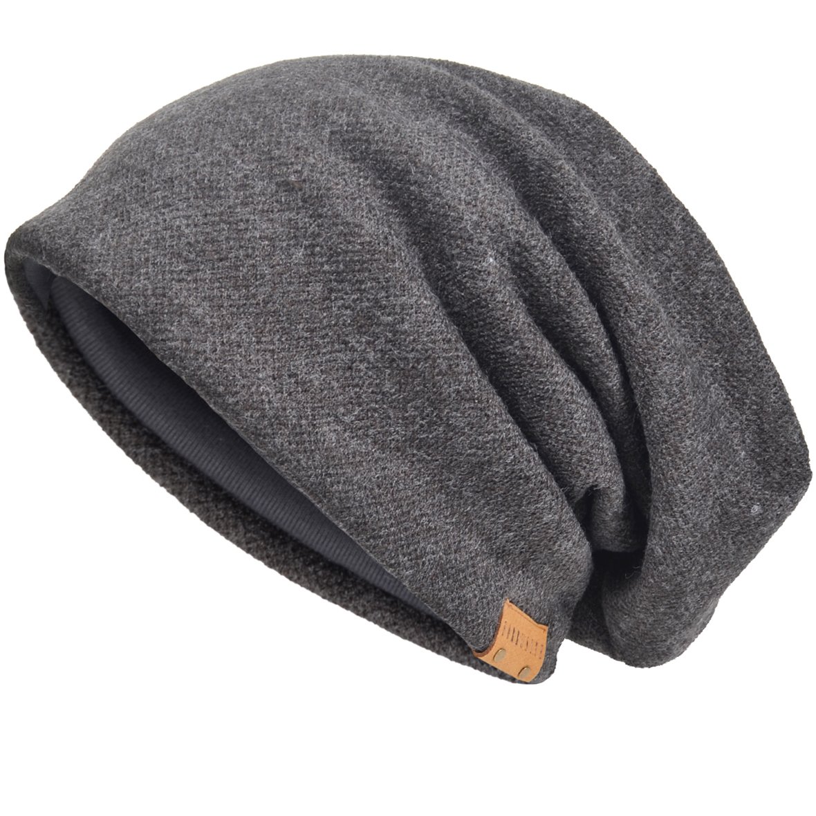 VECRY Men's Cotton Beanie Slouch Skull Cap Long Baggy Hip-Hop Winter Summer Hat (Grey)(Size:M)