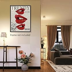 jkahh Trendy Y2k Newspaper Wall Art Vintage Red