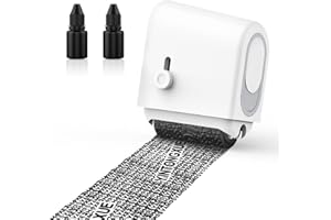 MoKo Identity Theft Protection Roller Stamp, Wide Refillable Confidential Roller Stamp with 2 Ink Refills, Privacy Stamp Roll