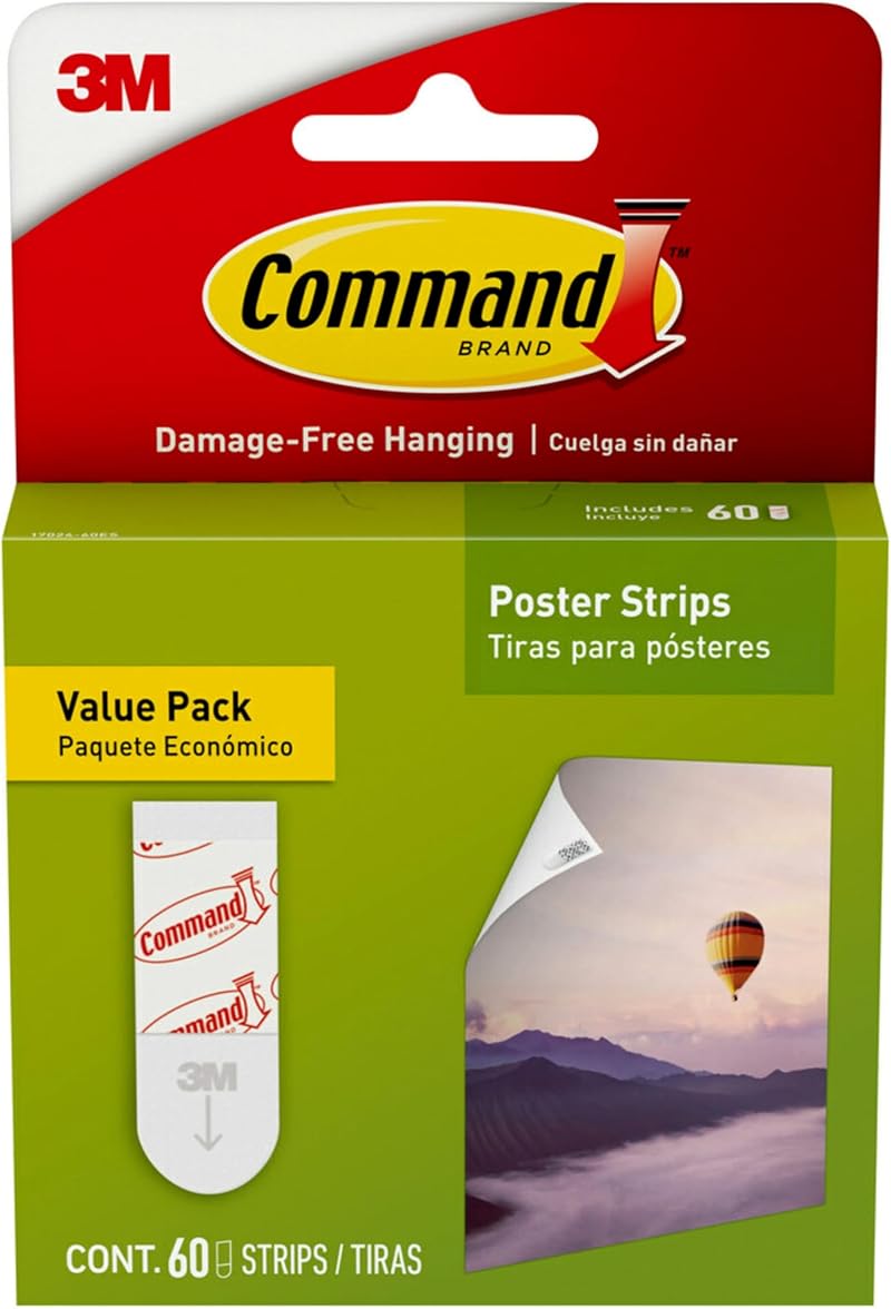 Command Poster Strips Value Pack Small White 60 Strips 17024-60ES