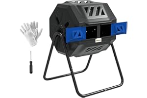 Outsunny 43 Gallon (160L) Tumbling Compost Bin Outdoor Dual Chamber 360° Rotating Composter with Sliding Doors, Solid Steel F