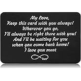 FYSIA Valentine Day Gift-Sentimental Engraved Wallet Insert Card Decor Gift for Boyfriend Husband Fiancé from Wife Girlfriend-Father's Day Christmas Birthday-Love Story-Keep This Card With You Always